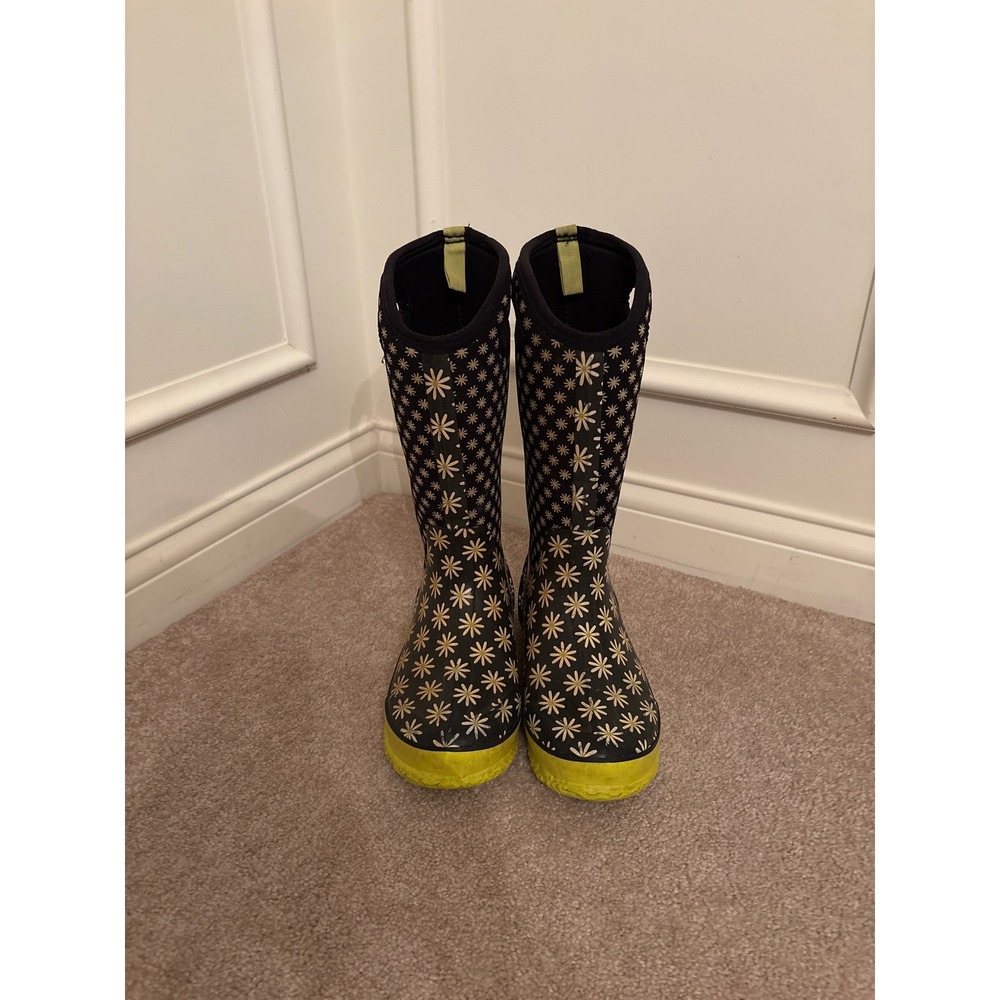 Bogs Classic High Daisy Black Floral Waterproof Rain Boots Womens 9 71272-009